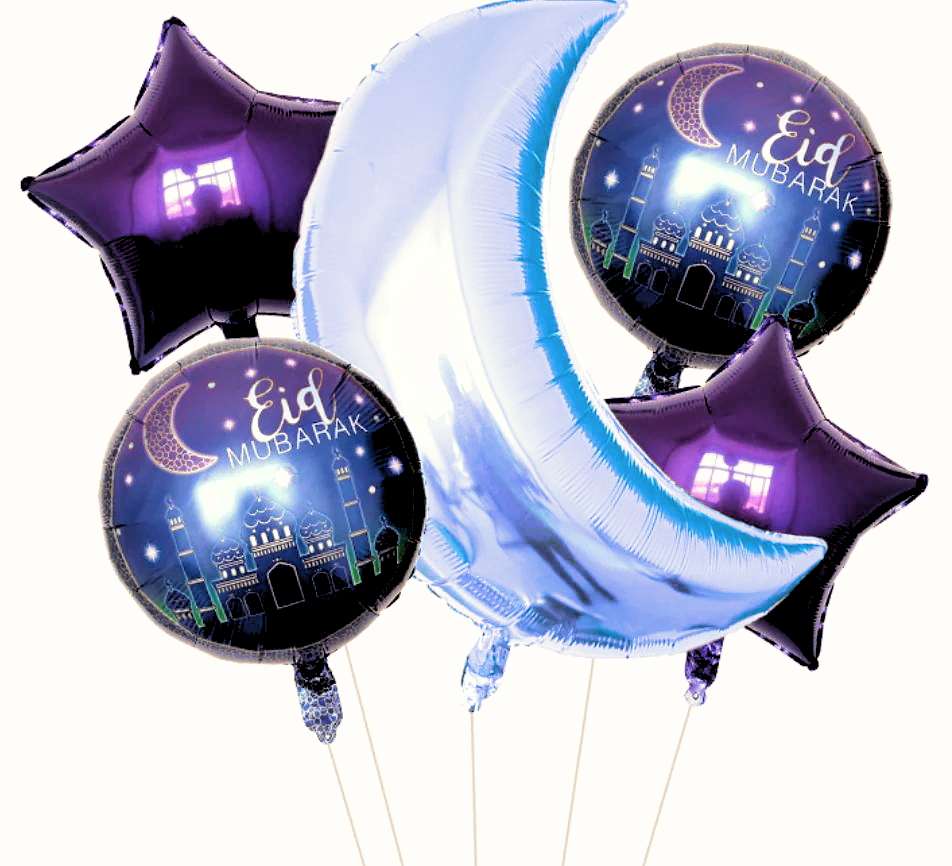 Eid Mubarak - Foil Balloons - 5 Balloon Set