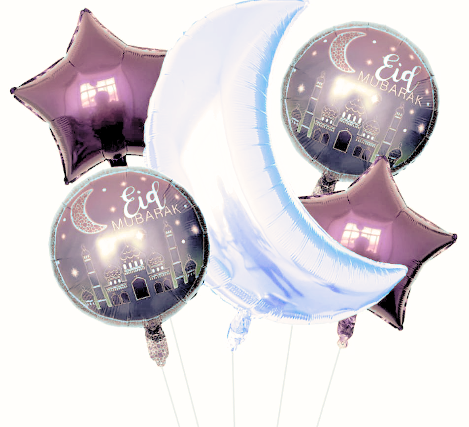 Eid Mubarak - Foil Balloons - 5 Balloon Set