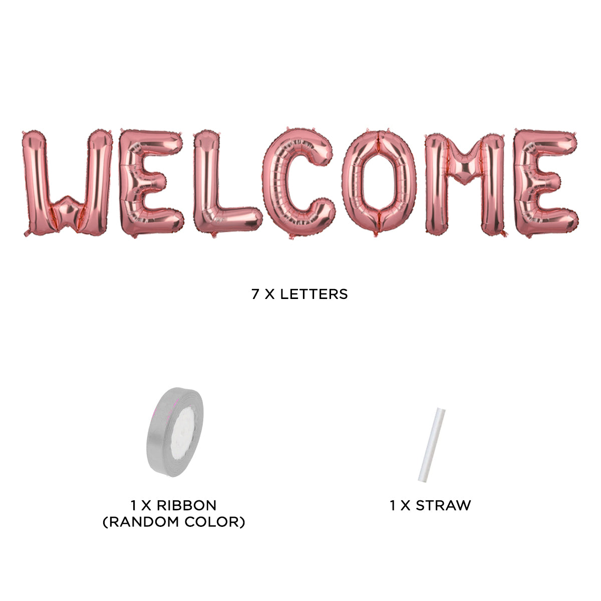 Welcome - Foil Baloon Set - Rose Gold color