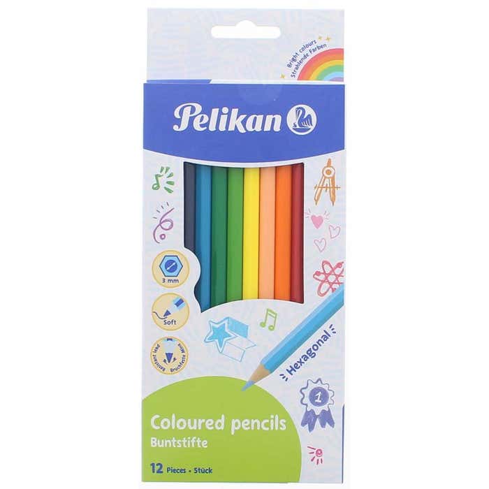 Pelikan Colour Pencils Buntstifte 12pcs, Break Resistant Soft lead # 998286