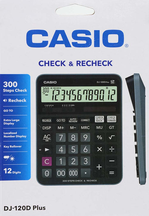 Casio Calculator Desktop Type 12 digits DJ-120D PLUS, Check & Recheck