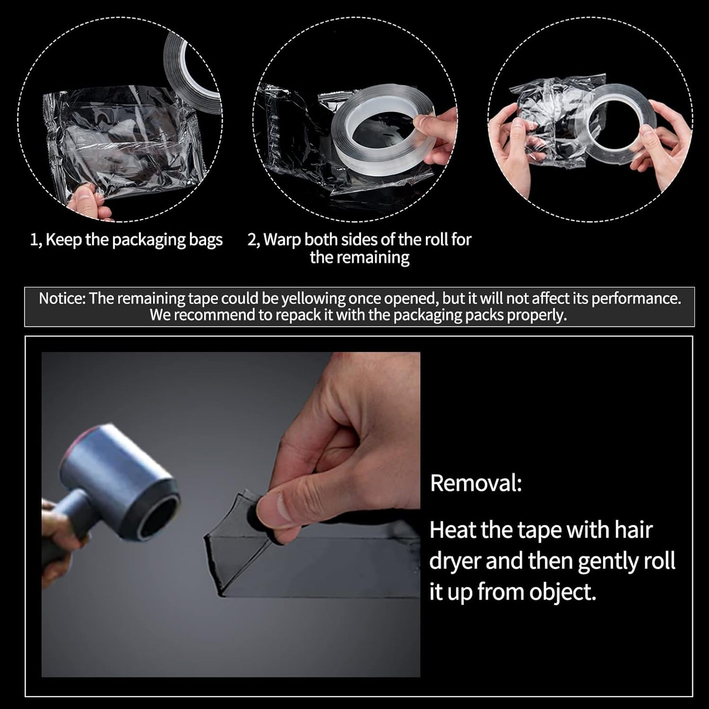 Double-Sided Nano Tape Heavy Duty, Traceless, Removable, Reusable, Washable - Multipurpose Tape as Seen on TV