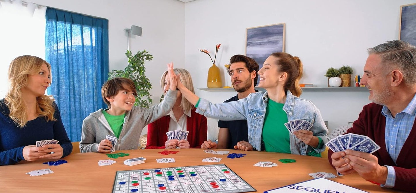 SEQUENCE- Original SEQUENCE Game with Folding Board, Cards and Chips, Ages 7+