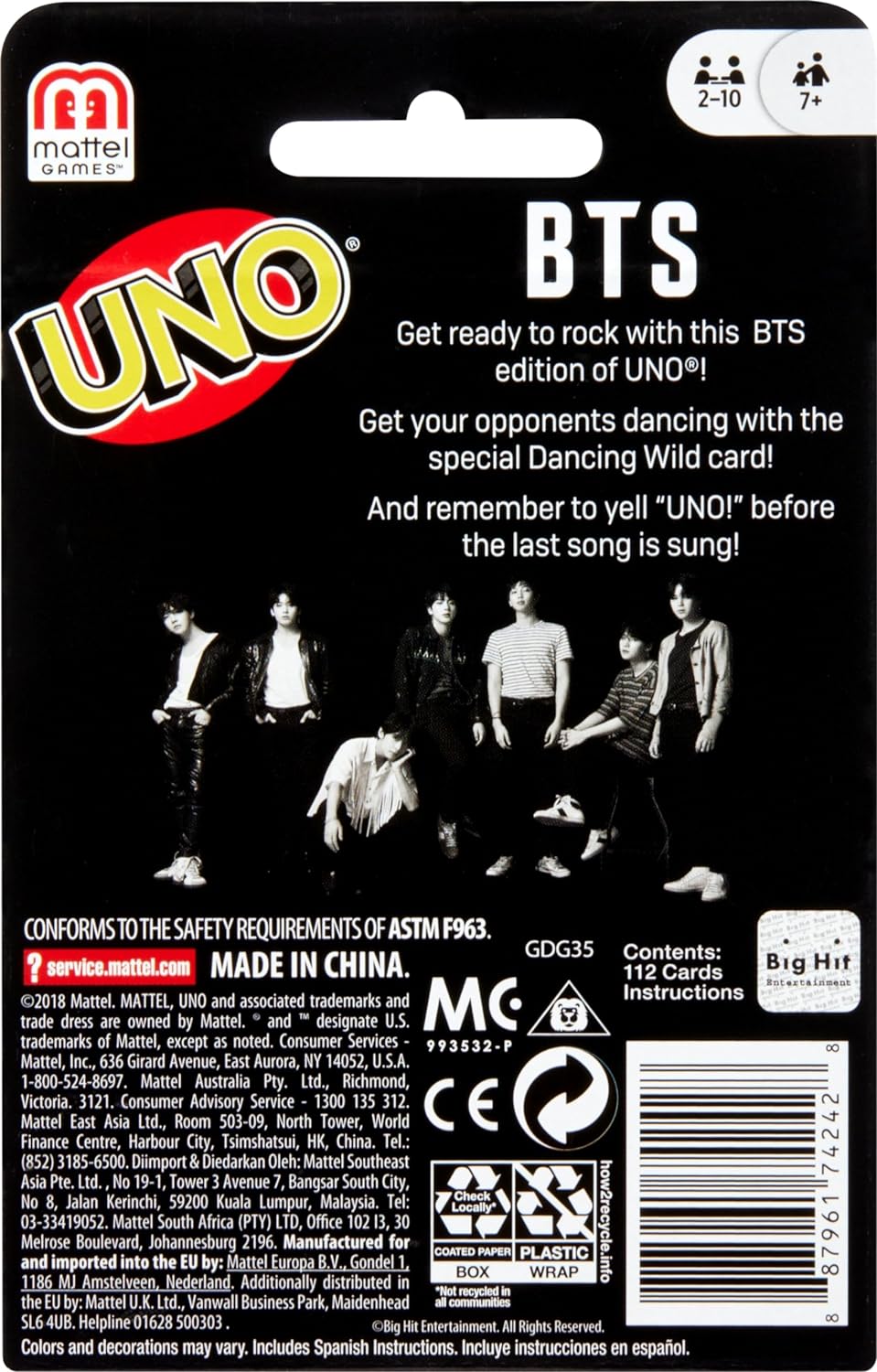 Mattel Games UNO BTS Card Game with 108 Cards Based on BTS Global Superstars Global Boy Band, Gift for Boys and Girls Age 7 Years & Older