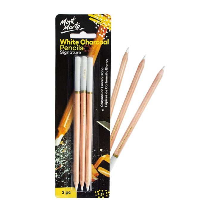 Mont Marte White Charcoal pencils - 3 pcs - Signature