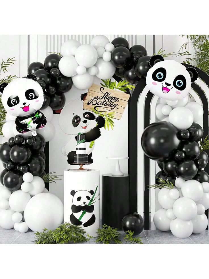Happy Birthday Black & white Panda Theme set