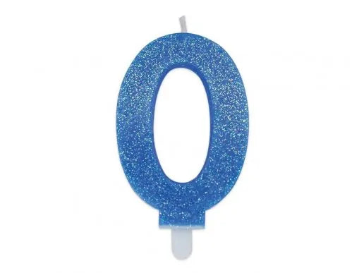 Blue Glitter Number Candles