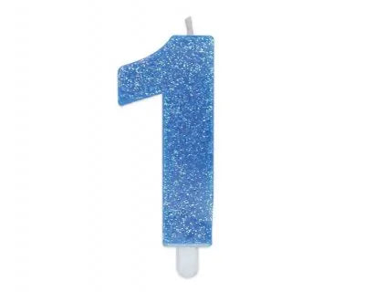 Blue Glitter Number Candles