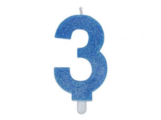 Blue Glitter Number Candles