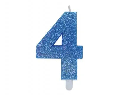 Blue Glitter Number Candles
