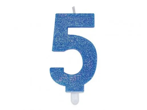 Blue Glitter Number Candles