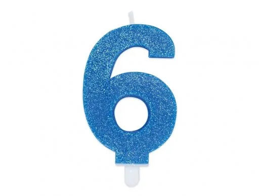 Blue Glitter Number Candles