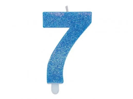 Blue Glitter Number Candles