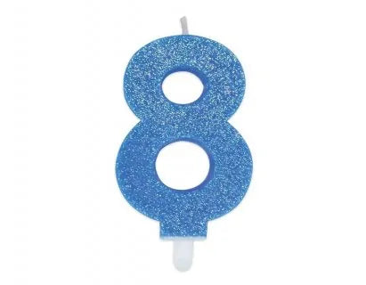 Blue Glitter Number Candles