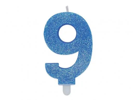 Blue Glitter Number Candles