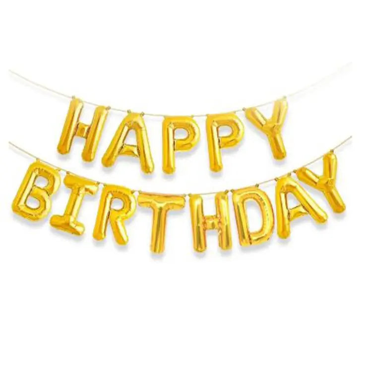 Happy Birthday - Foil Balloon Set - Gold Color
