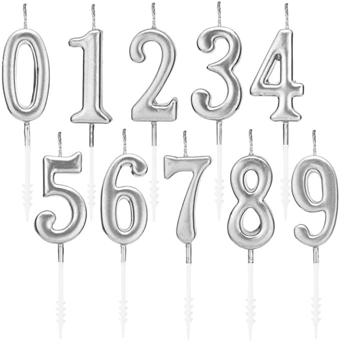 Silver Number Candles