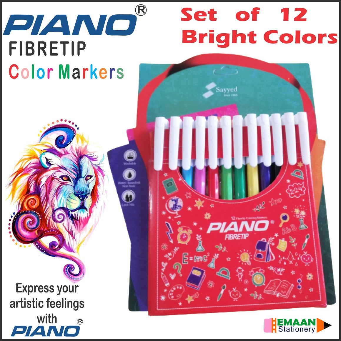Markers set of 12 Fiber Tip Piano